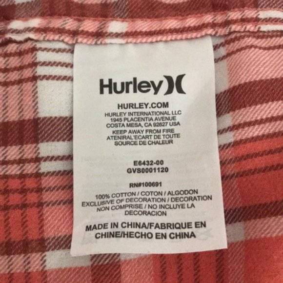 💖MEGA SALE💖Hurley Women’s Long Sleeve Shirt  Peach 🍑 White ALSU00271 - Picture 7 of 8